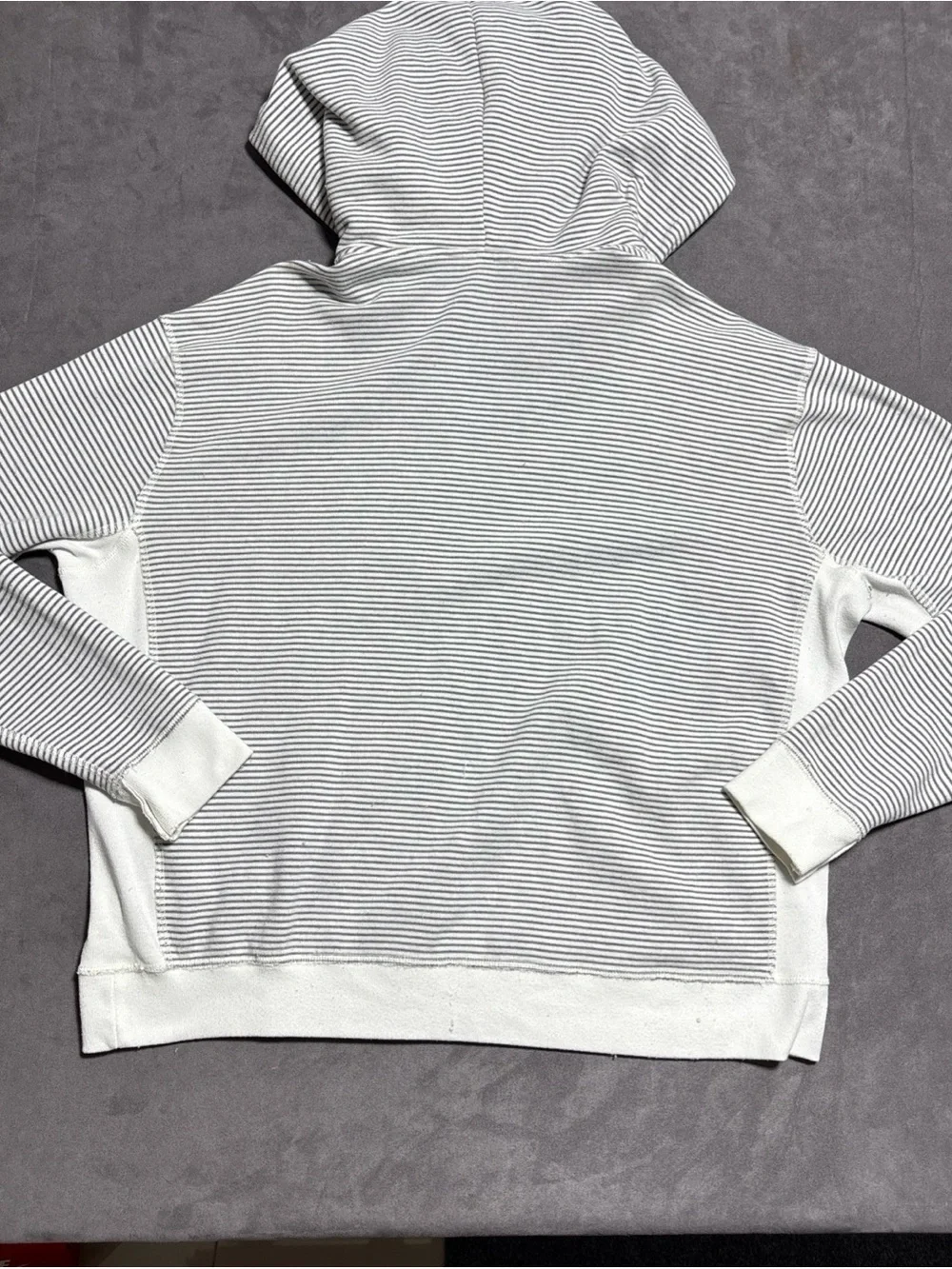 Abercrombie & Fitch Men L Striped Fleece Hoodie A&F Felt Logo Y2K